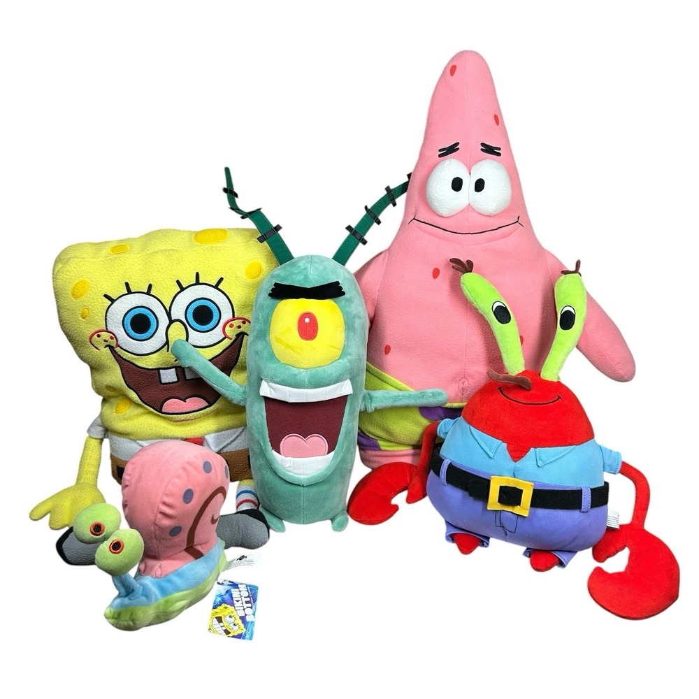 SpongeBob SquarePants Plush Lot Patrick Plankton Mr Krabs Gary Universal⁠ 7.5-26